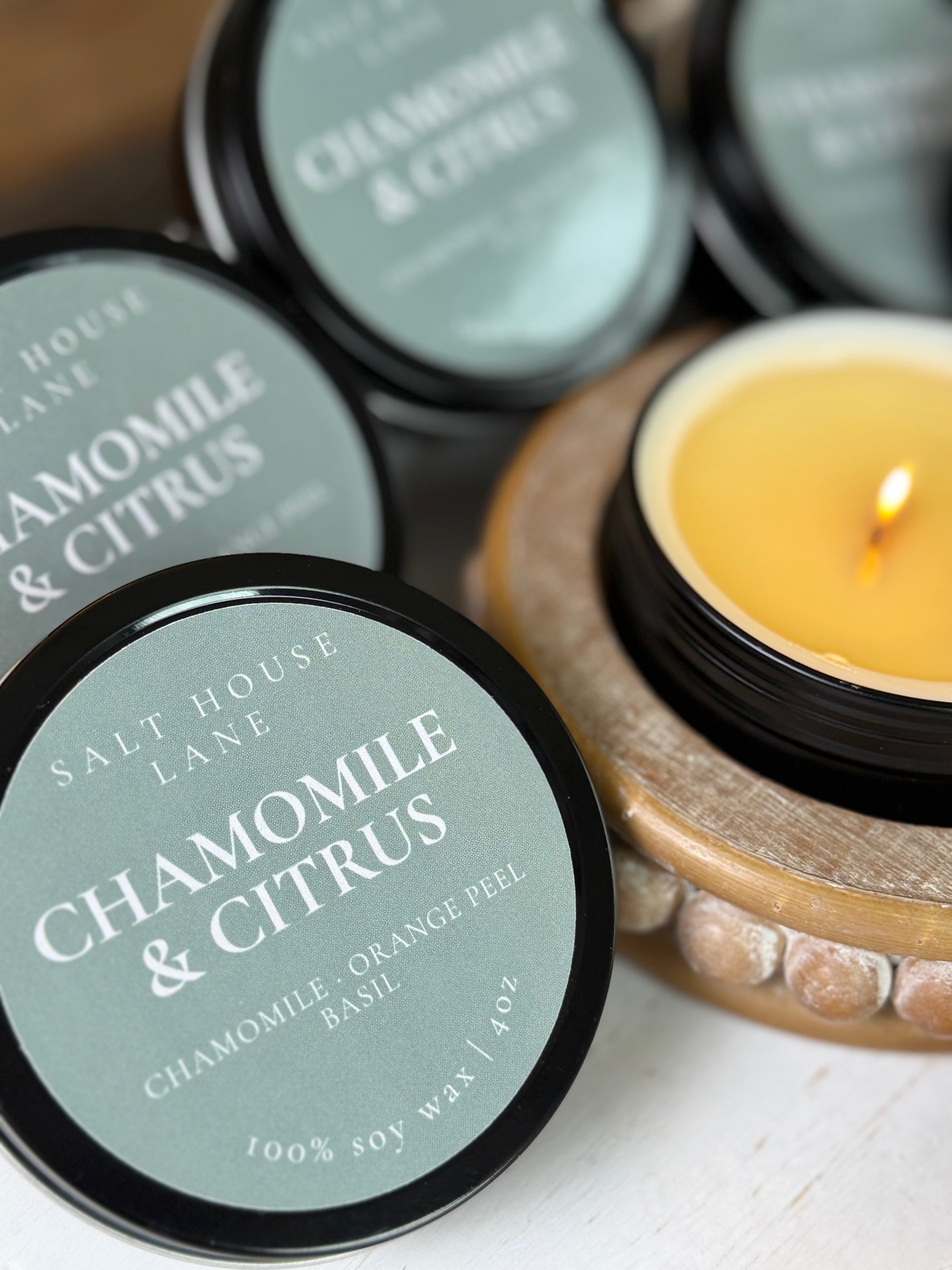 Chamomile & Citrus Soy Candle - 4oz Travel Tin